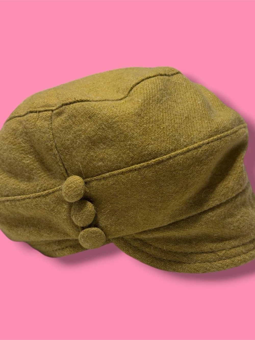 Y2K Green Wool Newsboy Cap Twee Downtown Girl Indie Sleaze